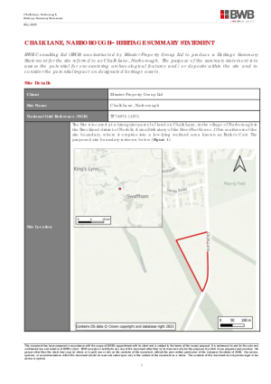Heritage Summary Statement (BWB Consulting Ltd), dated May 2023